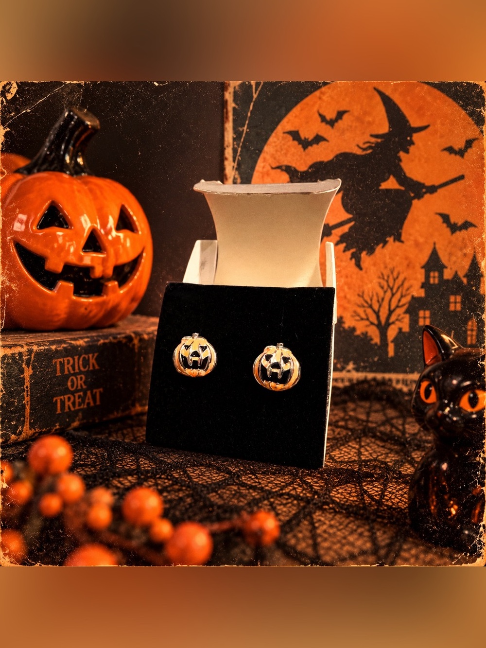 Vintage Avon Jack-O’-Lantern Pumpkin Earrings – New Old Stock